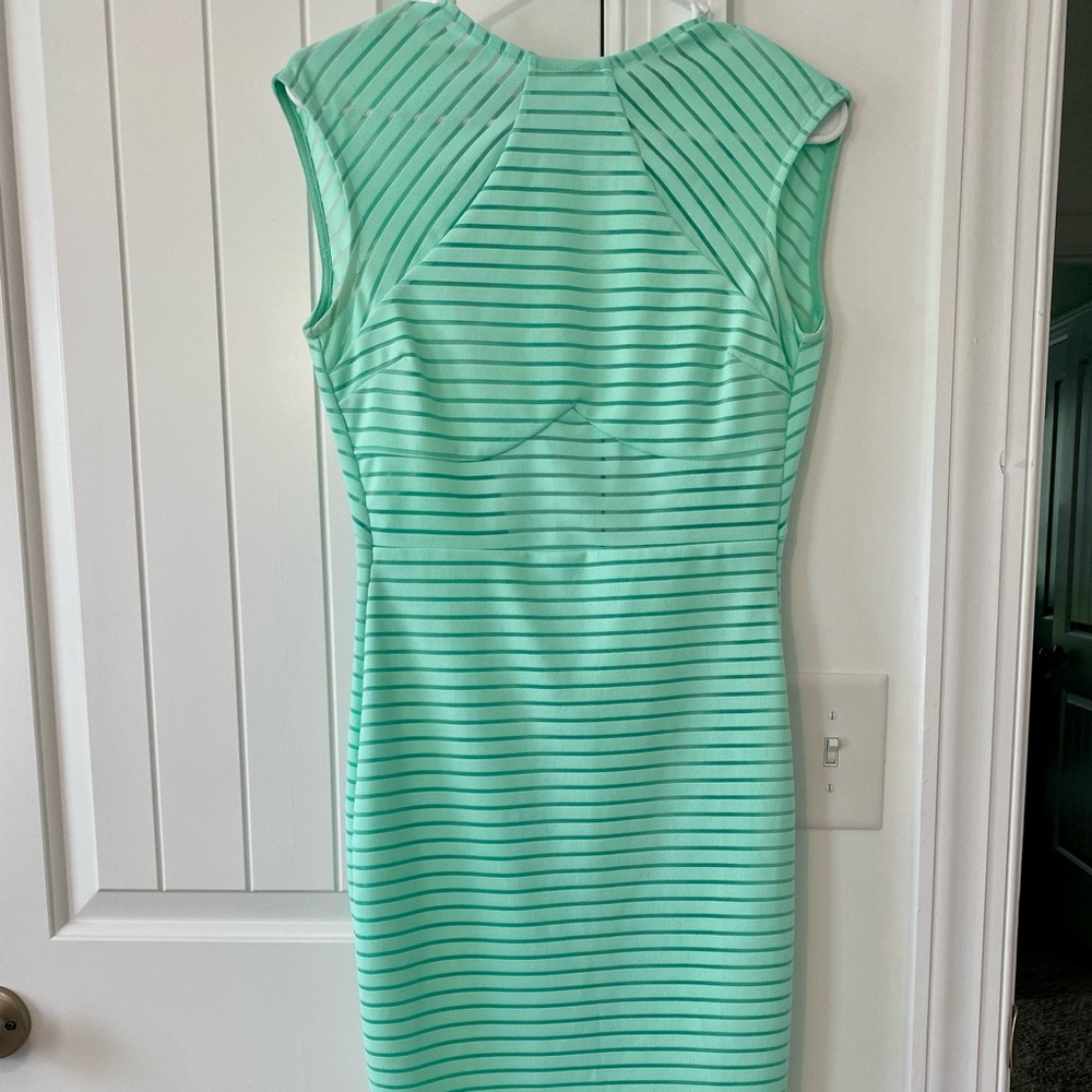 Mint Green Striped Sleeveless Dress